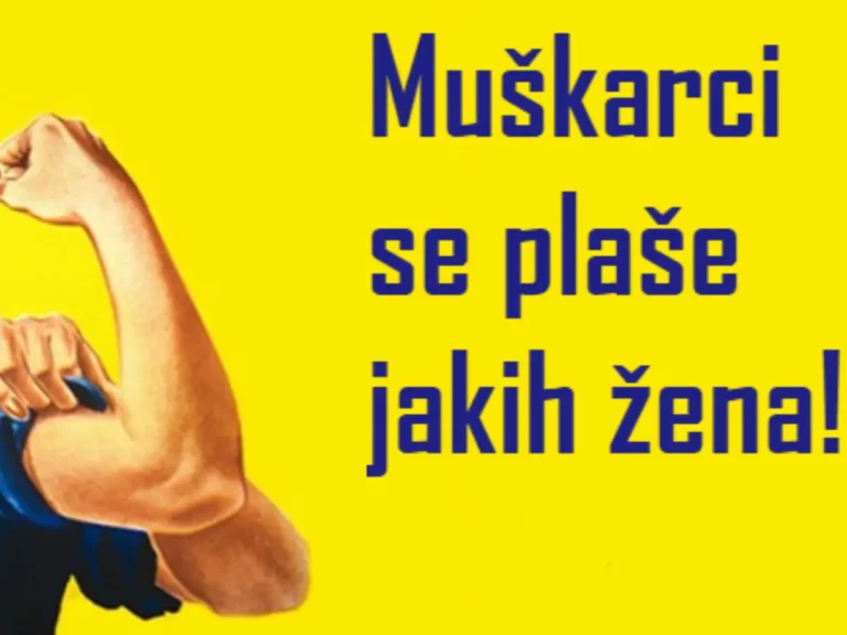 Ilustracija jake žene s natpisom – muškarci se plaše jakih žena